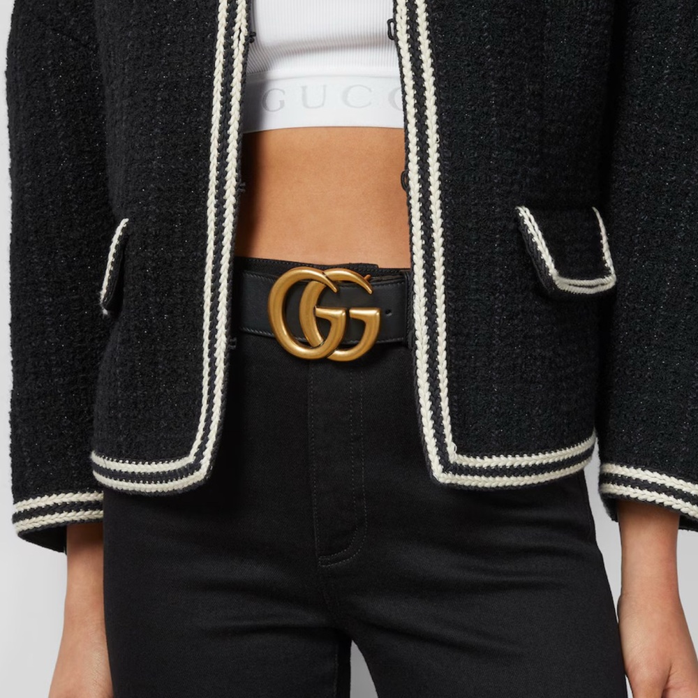 Gucci Black Belt with Gold GG Buckle